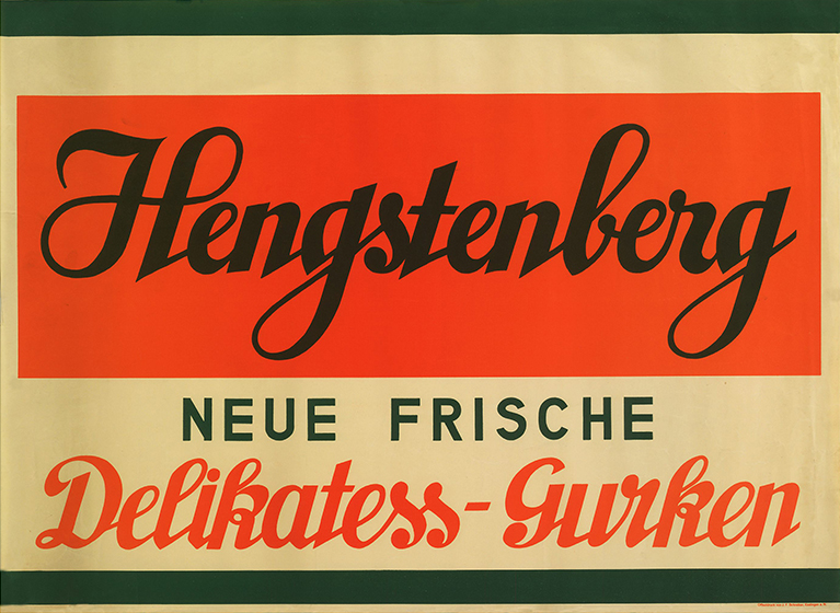 An advertisement of Hengstenberg delicatessen gherkins.