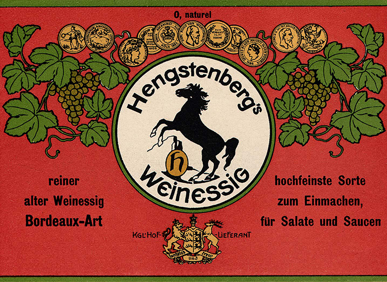 An advertisement of Hengstenberg vine vinegar.