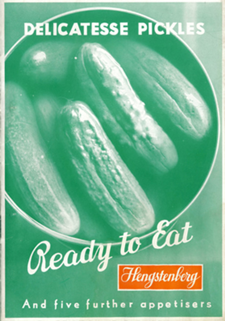 A historical advertisement for the export of pickles.