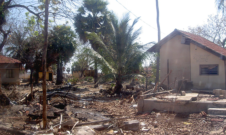 A destroyed orphanage in Sri Lanka.