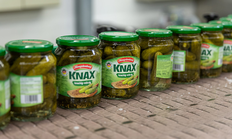 Jars of gherkins.