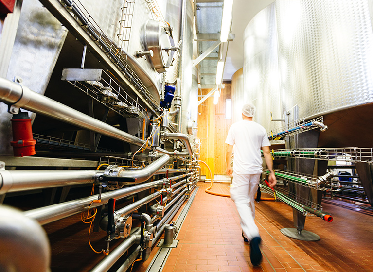 A person walking through the filtering.